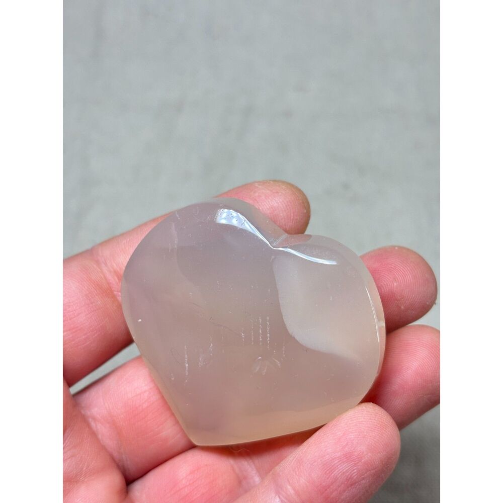 Small Stone Heart Beige Pink Polished Glossy 2" x 2"